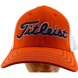 Titleist Hat Ball Cap‎ Flex S/M Orange & White Purple Logo Outdoors Golf Sports